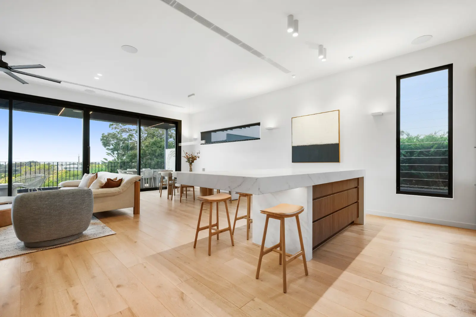 Seaview, Blairgowrie. Kitchen and dining opening to the view.